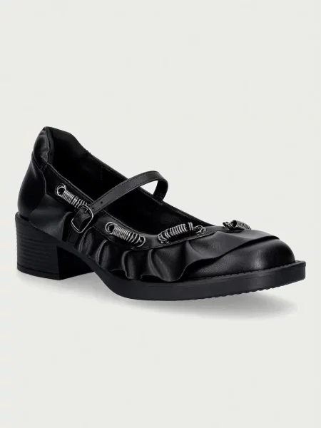 Koi Footwear balerinke Ruffle Chain Mary Janes crna