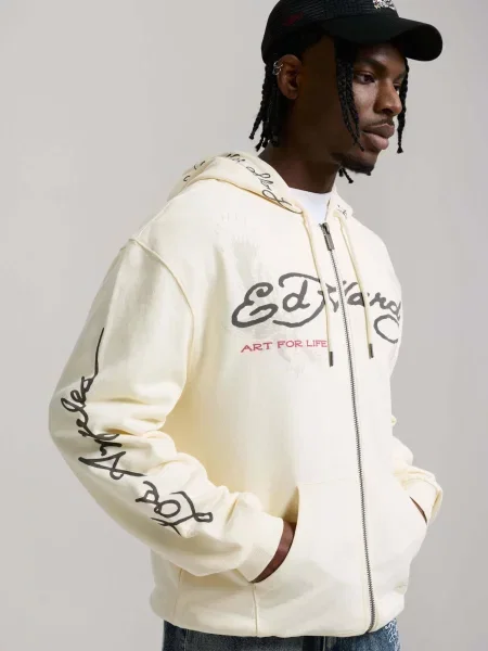 Ed Hardy Tepláková bunda Art For Life nebielená / krvavo červená čierna