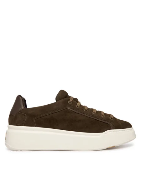 Sneakerși Max Mara din piele de căprioară cu platformă maro