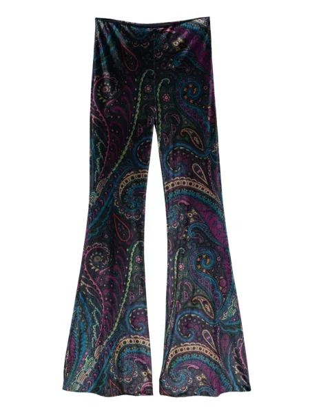 Pantaloni Etro de catifea cu imagine cu model paisley albastru