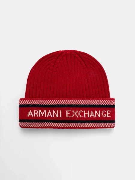 Čepice s příměsí vlny Armani Exchange červená