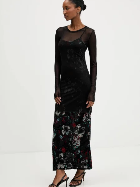 Desigual sukienka CASSIDY maxi dopasowana czarny