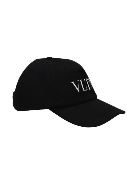 Lniana czapka z daszkiem Valentino Garavani z logo czarna