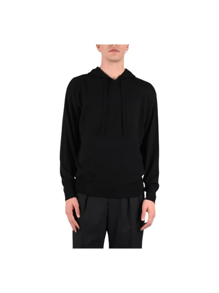 Bluza z kapturem Paolo Pecora wełniana z kapturem czarna