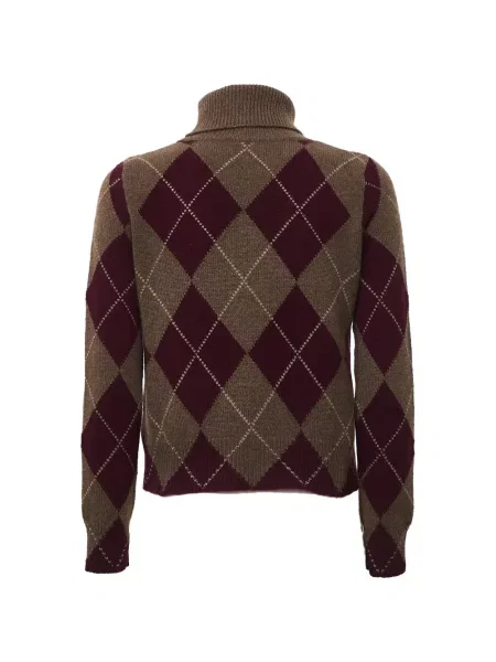 Pulover Beyou din cașmir cu model argyle maro
