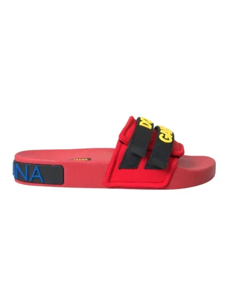 Klapki Dolce And Gabbana skórzane czerwone