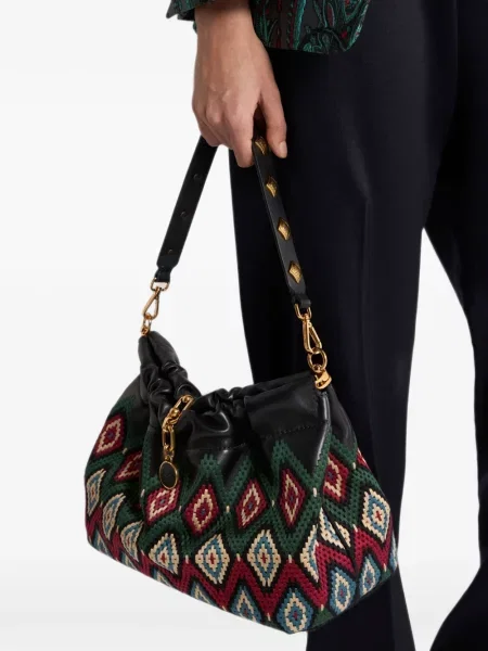 Geantă Etro din piele cu tepi negru