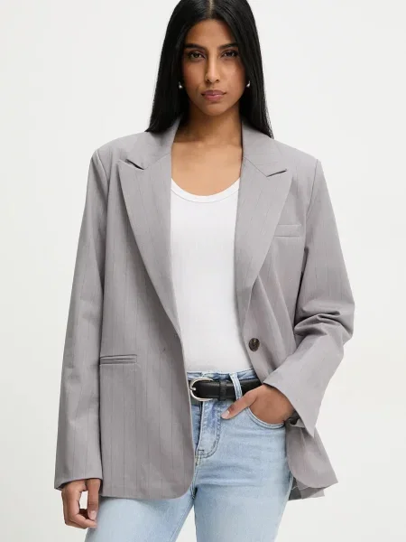 Сако Answear Lab с едно копче с десен сиво