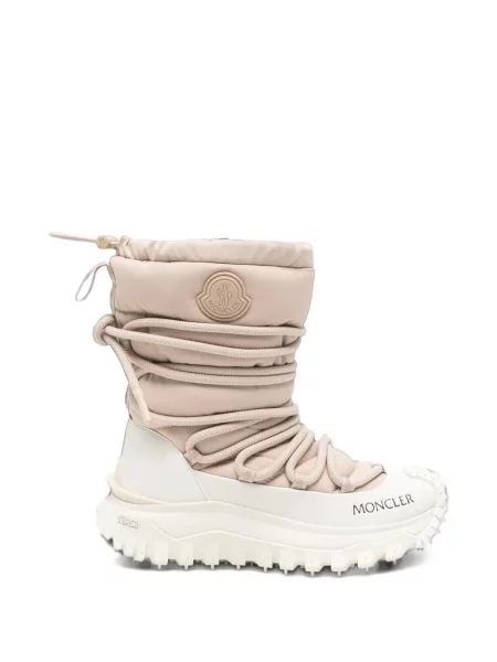 Šněrovací krajkové prošívaný kozačky Moncler růžové