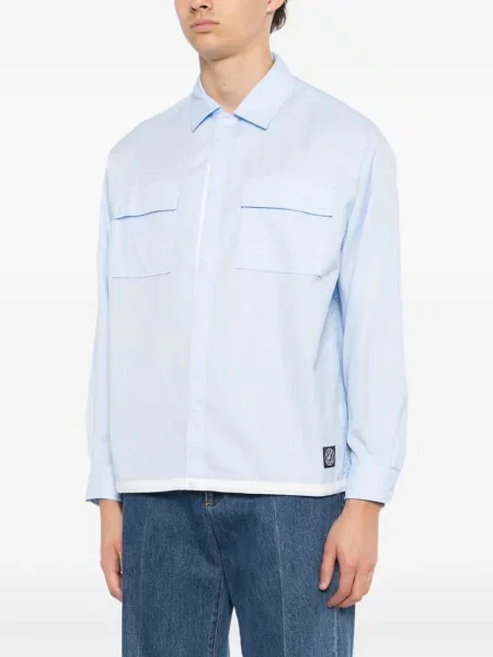 Kostkovaná košile Sport B. By Agnès B. se záplatami modrá