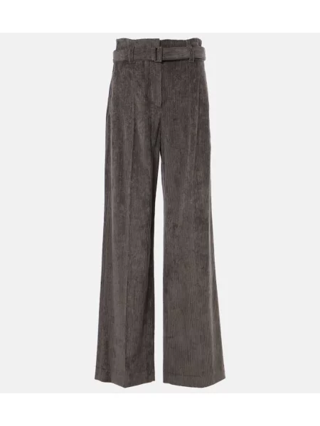 Pantaloni Brunello Cucinelli cu talie înaltă gri