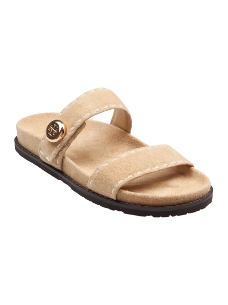 Klapki Tory Burch zamszowe beżowe