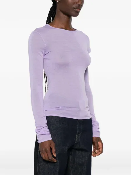 Lung top Maje cu broderie violet