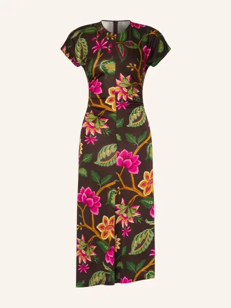 Diane Von Furstenberg Jerseyové Šaty Mavis tmavě hnědá / fuchsiová zelená