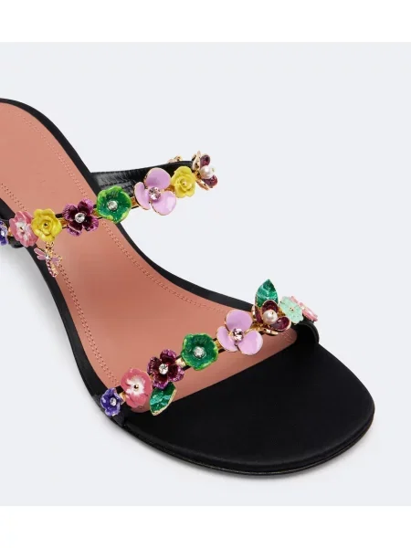 Papuci tip mules Amina Muaddi din satin