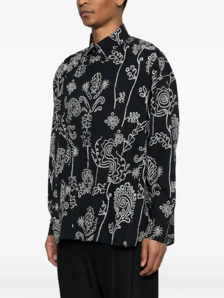 Cămașă Giorgio Armani cu model floral negru