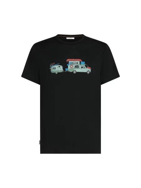 ICEBREAKER Tricou funcțional Tech Lite Transportage azur / verde pastel / roși aprins negru