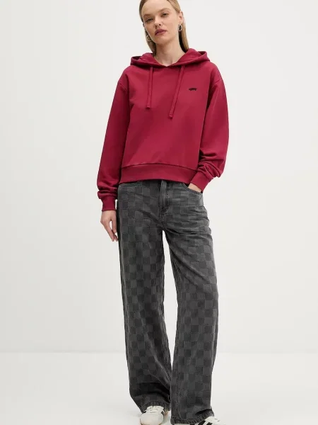 Vans bluza z kapturem gładka czerwony