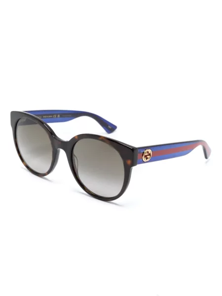 Spalvų gradiento rašto saulės akiniai Gucci Eyewear su autografu ruda