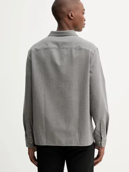 Košile s příměsí vlny Calvin Klein šedá