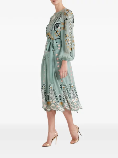 Rochie midi Temperley London cu model floral verde