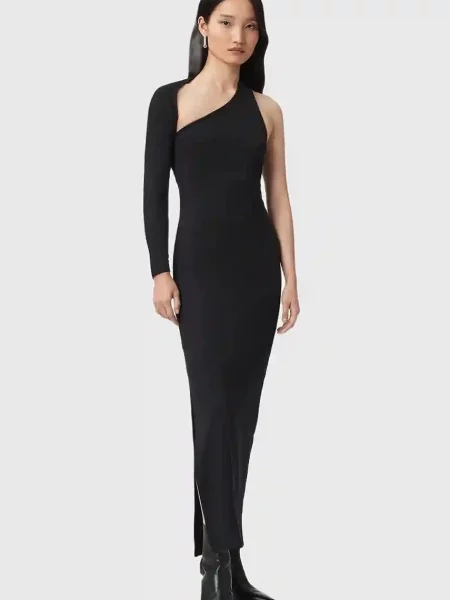 AllSaints sukienka ARI maxi dopasowana czarny