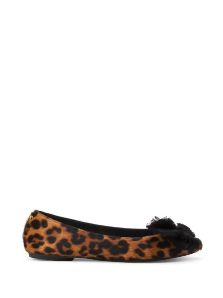 Balerini Lanvin cu funde cu model leopard maro