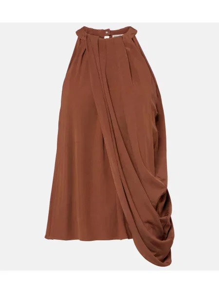 Top Jw Anderson drapat cu gât halter maro