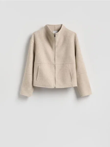 Reserved Geacă cu conținut ridicat de lână bej