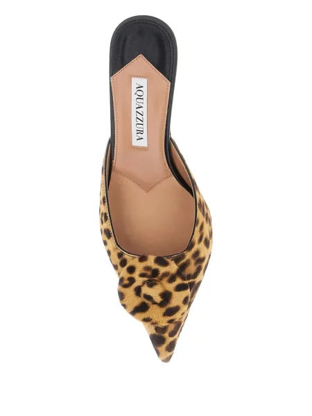 Mules Aquazzura με φιόγκο με λεοπαρ μοτιβο