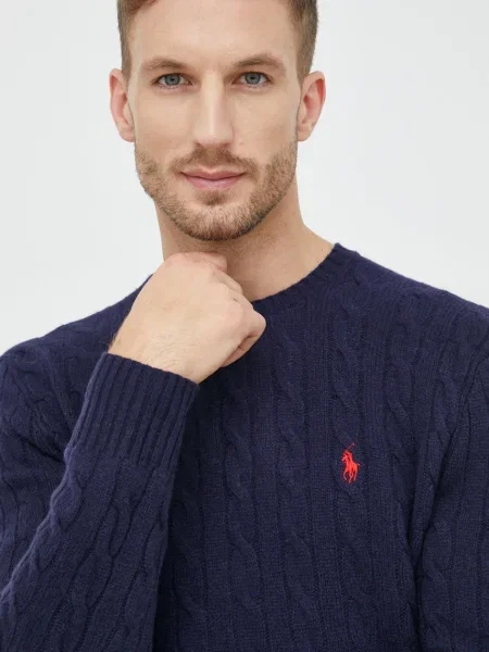 Polo Ralph Lauren gyapjú pulóver sötétkék