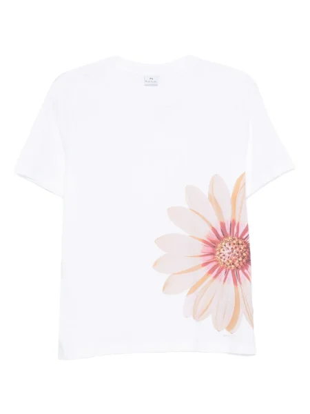 Tricou Ps Paul Smith cu model floral cu imagine alb