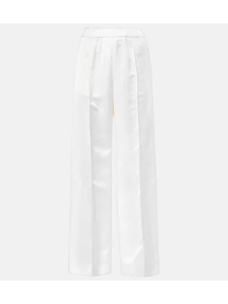 Pantaloni Jil Sander cu talie înaltă din satin alb