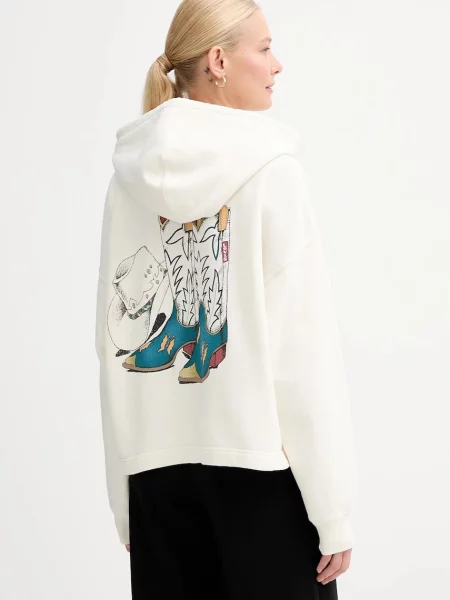 Levi's bluza z kapturem z nadrukiem beżowy