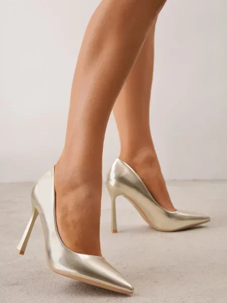 Pantofi eleganți cu cu linie subțire Minewisa Aurii