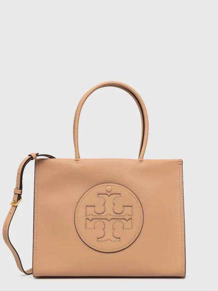 Shopperka Tory Burch skórzana beżowa