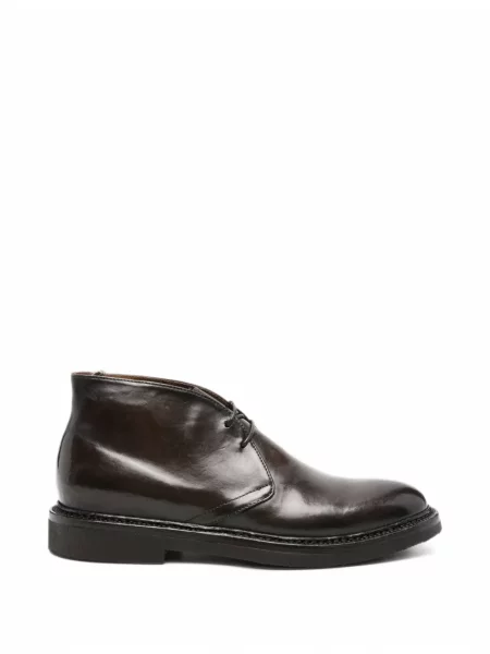 Botine Officine Creative cu șireturi din piele maro