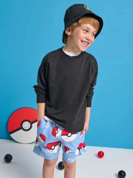 Sinsay teplákové kraťasy Pokémon modrá
