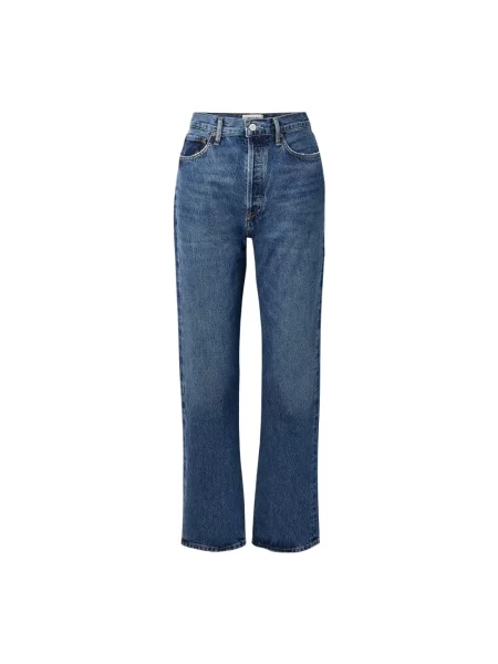 Długie jeansy Agolde z wysoką talią retro niebieskie