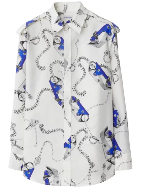Cămașă Burberry de mătase cu imagine alb