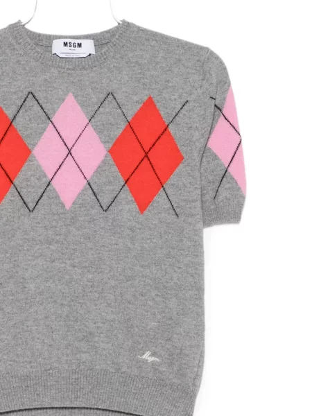 Scurt tricou Msgm cu model argyle gri
