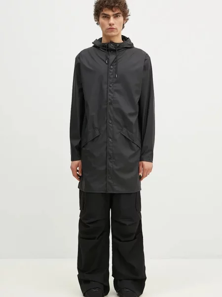 Rains kurtka Long Jacket przejściowa czarny