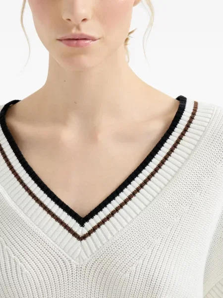 Pulover Brunello Cucinelli din organza alb