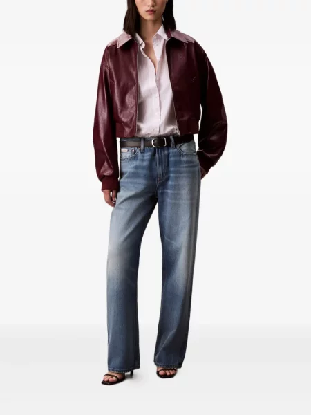Geacă de blugi Calvin Klein Jeans roșu