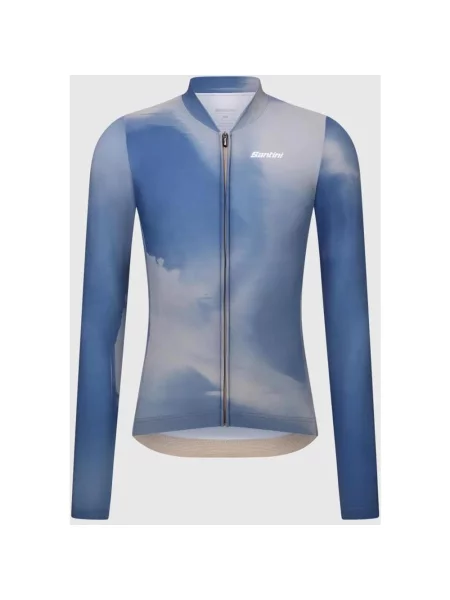 Koszulka rowerowa Santini Vapor Winter z długim rękawem niebo Slim Fit XXS niebieski