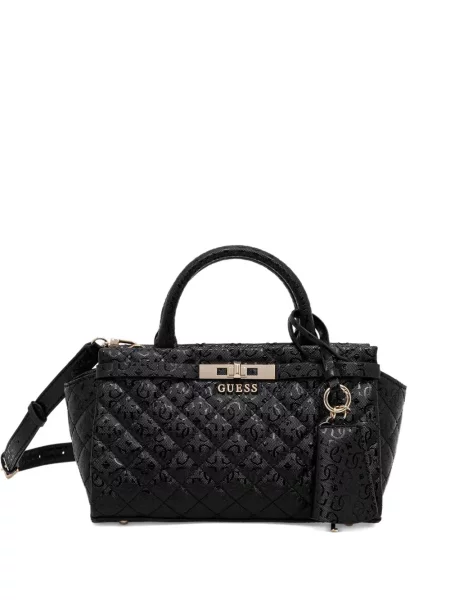 Matlasat geantă shopper Guess cu autograf negru