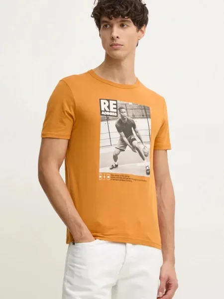 Тениска United Colors of Benetton с принт оранжево