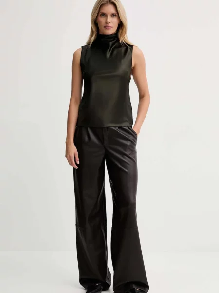 Nanushka bluzka gładka zielony