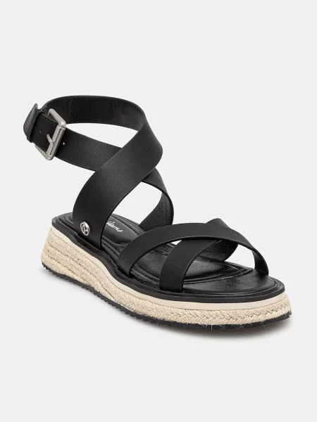 Кожени сандали Pepe Jeans KATE NATURE с платформа черно