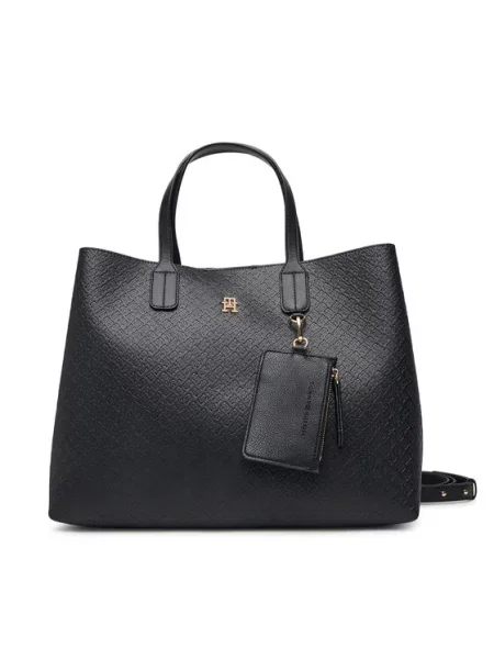Geantă Tommy Hilfiger Th Icon Satchel Mono negru